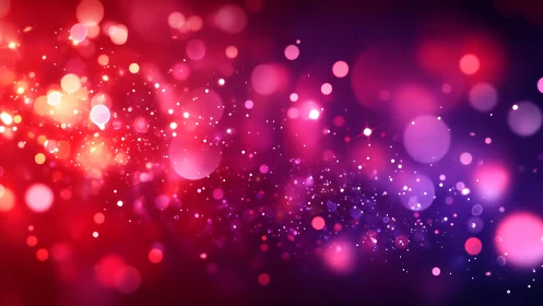 Vibrant Bokeh Lights Abstract Background in Red and Purple Tones.