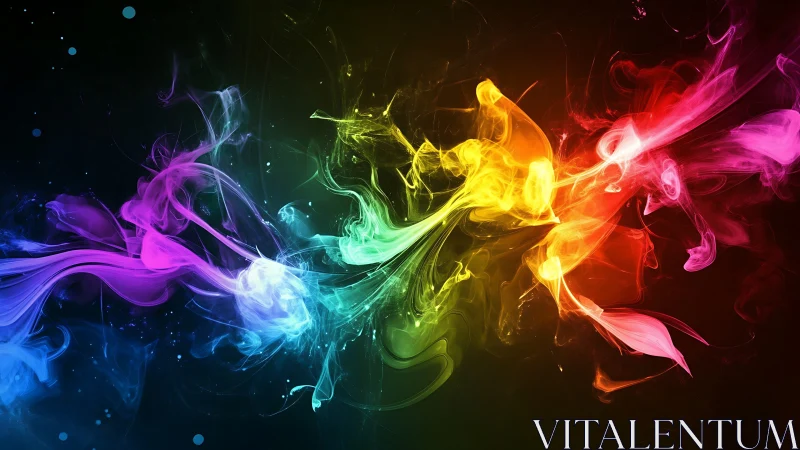 Vibrant neon color smoke swirling across dark space.