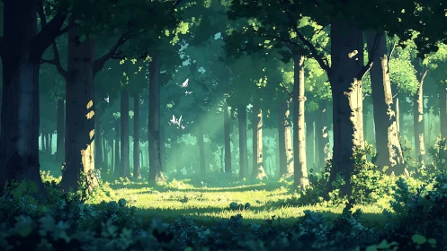 Enchanted Forest Glade with Ethereal Sunlight.