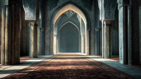 Sunlit arches drift through a Persian corridor of quiet echoes.