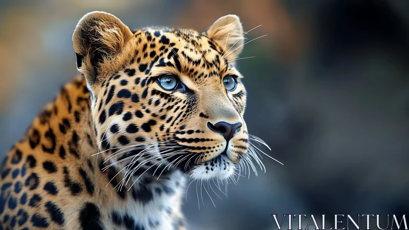 Leopard Portrait with Striking Blue Eyes.