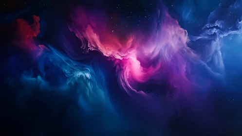 Chromatic nebulae swirl in deep space with luminous ion clouds