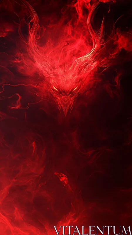 Infernal smoke demon emerging from swirling crimson fire.