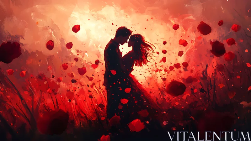 Couple in Red Heart Storm Silhouette.