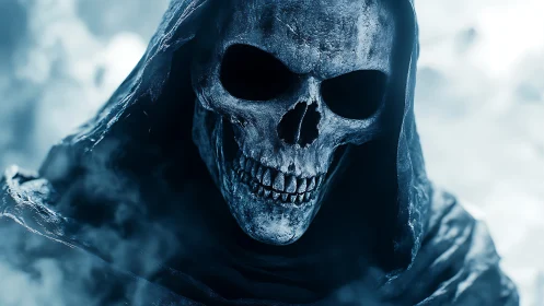 Cryogenic shrouded skull entity in volumetric mist field.