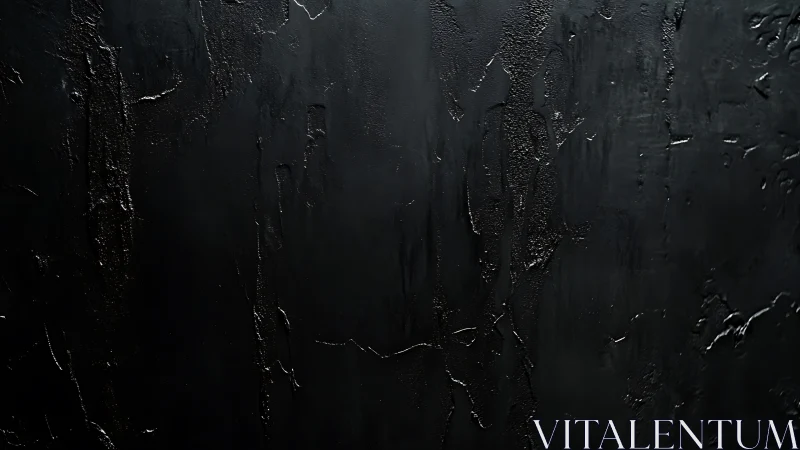 Textured black surface shows irregular vertical ridges and gloss