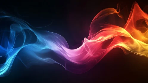 Chromatic ribbons trading whispers across a velvet void.