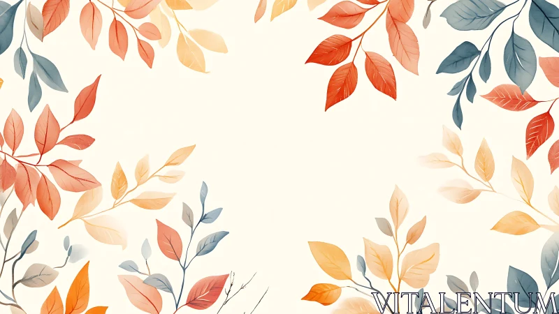 Soft watercolor foliage frames a warm seasonal background