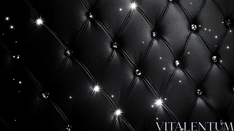 Black tufted leather sparkles under scattered crystal lights
