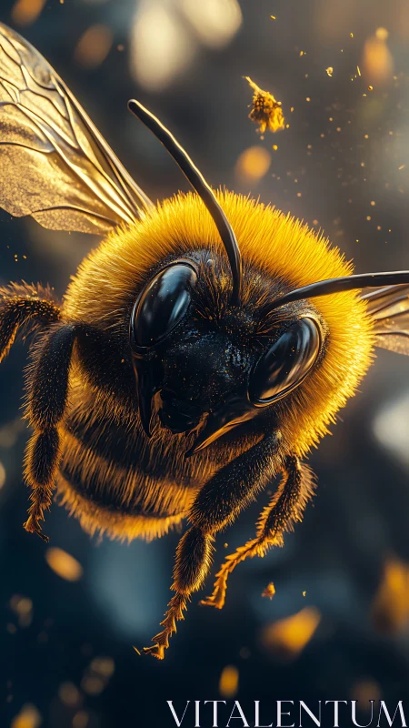 Hyperreal macro study of a bee in dynamic shallow focus