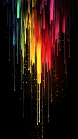 Rainbow paint rivers drifting through a midnight sky.