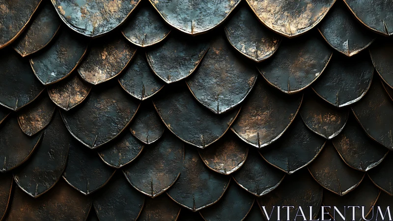 Dragon-scale bronze armor pattern with burnished midnight sheen.