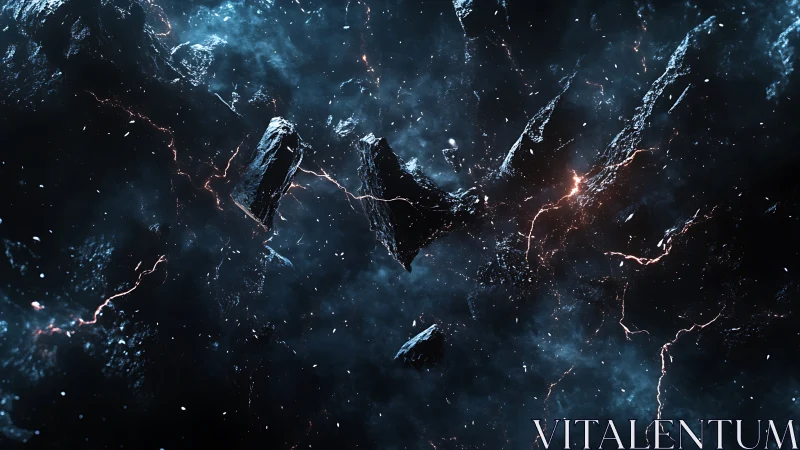 Shattered nebula stones ignite quiet storms between stars.