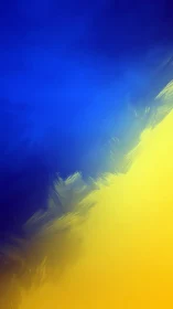 Blue and yellow diagonal abstract color field composition.