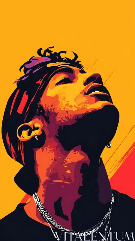 Bold portrait of a confident soul in radiant warm color.