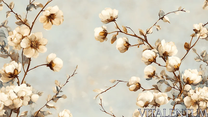 Soft Blooms in Cream and Gold: A Gentle Floral Study.