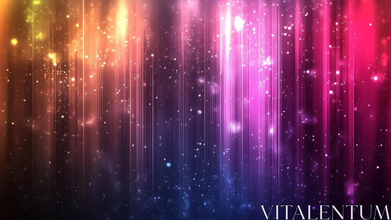 Vibrant Abstract Light Streaks and Sparkles Digital Art.