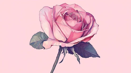 Pink Reverie: Watercolor Rose in Full Bloom.