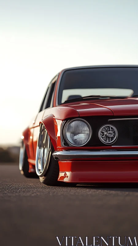 Ultra low stance classic red coupe with custom aero front