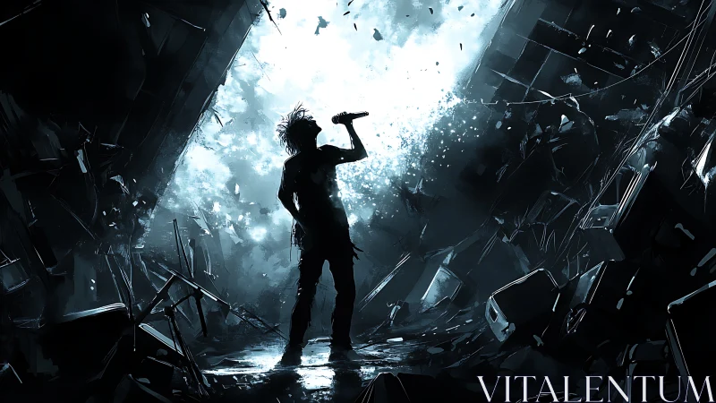 Rogue singer ignites a collapsing digital nightscape.