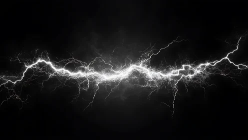 High-voltage lightning arc renders luminous charge on black field