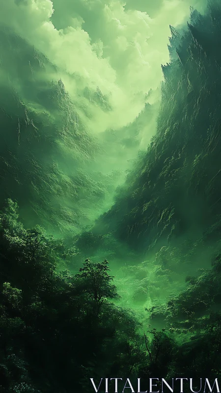 Luminous Valley Canyon with Ethereal Light Diffusion