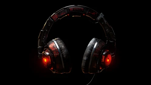 Cybernetic over-ear headset with illuminated thermal drivers.