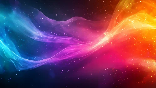 Colorful light waves drift gently through a dreamy night sky