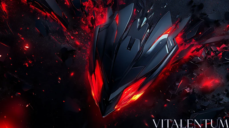 Shattered ember core with sleek metallic dragon energy.