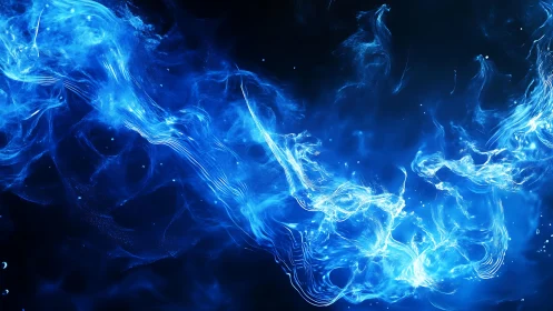Vibrant Blue Abstract Smoke Effect on Dark Background Digital Art.