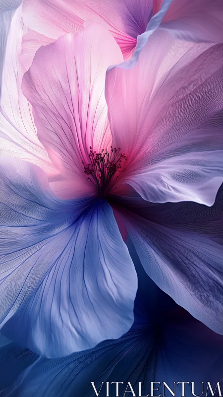 Twilight Bloom Unfolds: Pink and Sapphire Petals Dance in Digital Reverie.