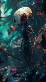 Emaciated alien entity surveys bioluminescent nightmare grove