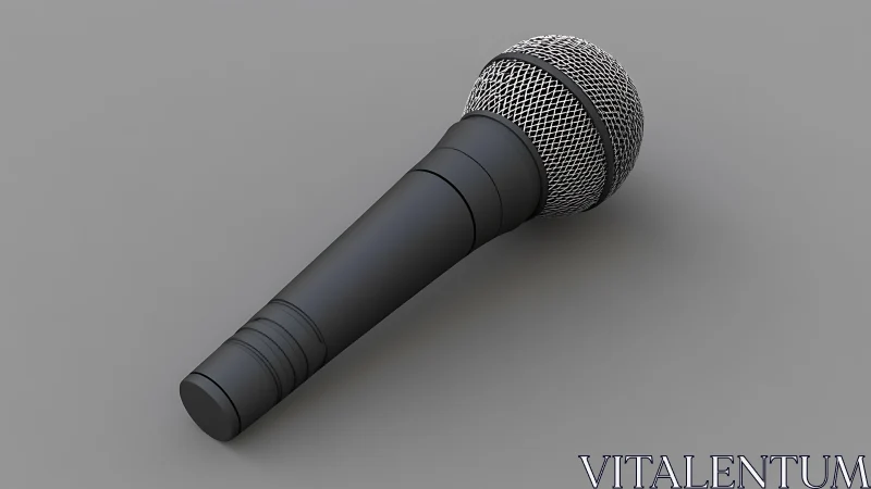 Professional dynamic microphone rendered with metallic mesh head