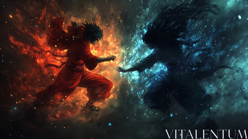 Elemental warriors collide in a fiery and icy duel of power.