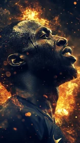 Fiery athlete rising with unstoppable passion and focus.