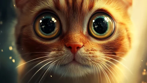 This Captivating Orange Cat Gazes with Wonder and Wide-Eyed Charm