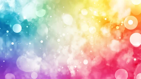 Soft rainbow bokeh clouds drift through glowing pastel light