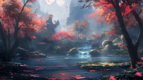 Crimson Forest Valley: Where Autumn Dreams Come to Life.