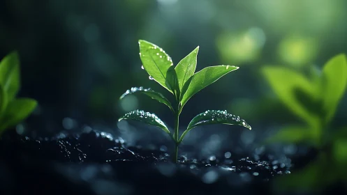 Morning light gently welcomes a tender green seedling