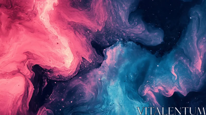 Abstract pink and blue liquid swirl texture background.