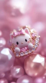 Hello Kitty Charm with Pink Bow and Crystals.