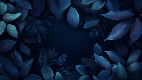 Radial composition of layered blue foliage with gradient core