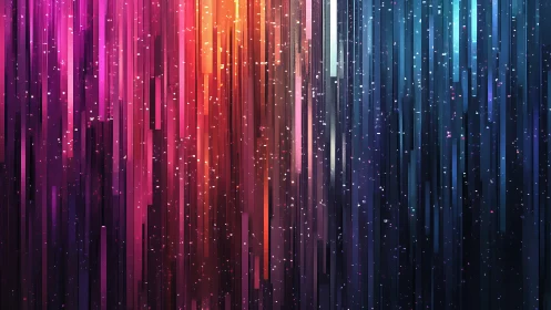 Neon vertical light streaks in prismatic digital gradient.