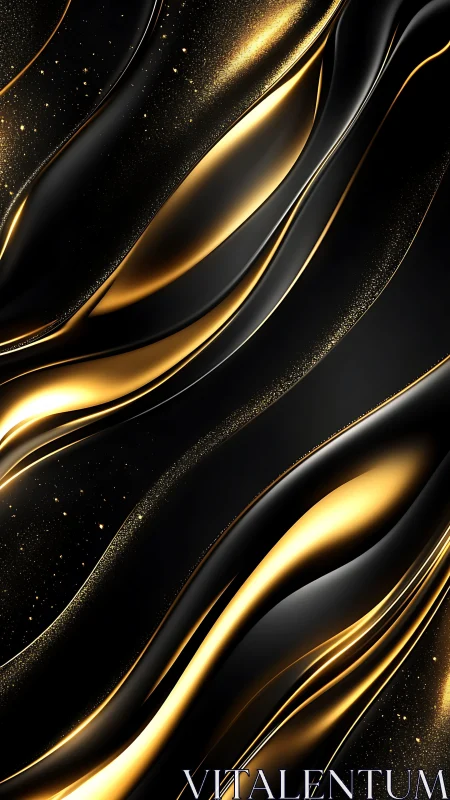 Flowing black and gold metallic abstract surface pattern.