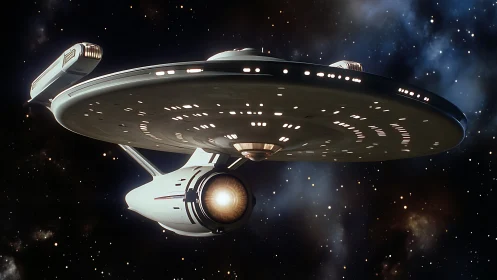 Starship render shows saucer-profile vessel in deep space