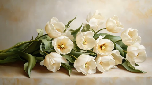 Cream Tulips Rest: An Elegant Whisper of Spring.