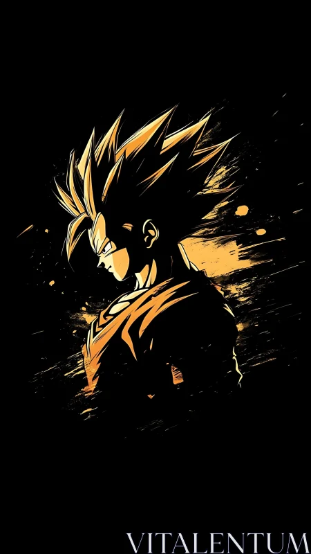 Cel-shaded warrior profile with high-contrast energy strokes