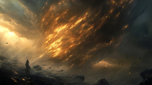 Apocalyptic Celestial Convergence: Digital Landscape.