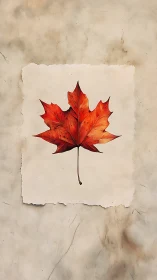 Autumn maple leaf study on textured parchment backdrop.