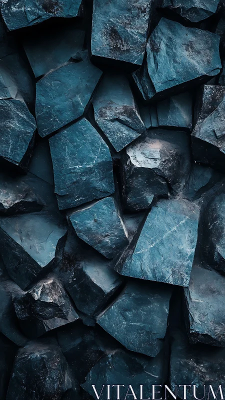 Cool blue stone wall invites a closer look at rugged detail